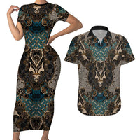 Madiba Nelson Mandela Couples Matching Short Sleeve Bodycon Dress and Hawaiian Shirt Indonesia Batik Black - Wonder Print Shop