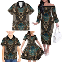 Madiba Nelson Mandela Family Matching Off The Shoulder Long Sleeve Dress and Hawaiian Shirt Indonesia Batik Black - Wonder Print Shop