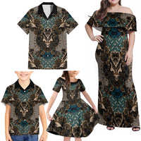 Madiba Nelson Mandela Family Matching Off Shoulder Maxi Dress and Hawaiian Shirt Indonesia Batik Black - Wonder Print Shop