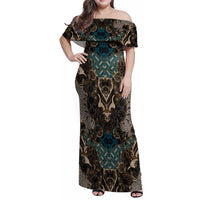 Madiba Nelson Mandela Family Matching Off Shoulder Maxi Dress and Hawaiian Shirt Indonesia Batik Black - Wonder Print Shop