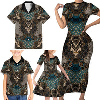 Madiba Nelson Mandela Family Matching Short Sleeve Bodycon Dress and Hawaiian Shirt Indonesia Batik Black - Wonder Print Shop