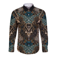 Madiba Nelson Mandela Long Sleeve Button Shirt Indonesia Batik Black - Wonder Print Shop