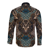 Madiba Nelson Mandela Long Sleeve Button Shirt Indonesia Batik Black - Wonder Print Shop