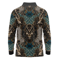 Madiba Nelson Mandela Long Sleeve Polo Shirt Indonesia Batik Black - Wonder Print Shop