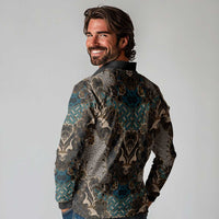 Madiba Nelson Mandela Long Sleeve Polo Shirt Indonesia Batik Black - Wonder Print Shop