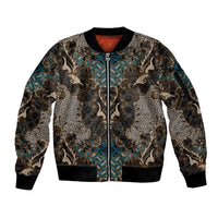 Madiba Nelson Mandela Sleeve Zip Bomber Jacket Indonesia Batik Black - Wonder Print Shop