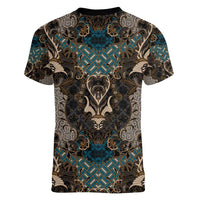 Madiba Nelson Mandela Women V-Neck T-Shirt Indonesia Batik Black - Wonder Print Shop