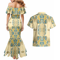 Madiba Nelson Mandela Couples Matching Mermaid Dress and Hawaiian Shirt Indonesia Batik Yellow Bule - Wonder Print Shop