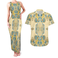 Madiba Nelson Mandela Couples Matching Tank Maxi Dress and Hawaiian Shirt Indonesia Batik Yellow Bule - Wonder Print Shop