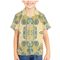 Madiba Nelson Mandela Family Matching Mermaid Dress and Hawaiian Shirt Indonesia Batik Yellow Bule - Wonder Print Shop