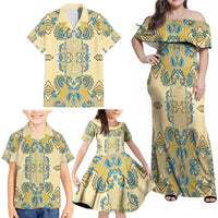 Madiba Nelson Mandela Family Matching Off Shoulder Maxi Dress and Hawaiian Shirt Indonesia Batik Yellow Bule - Wonder Print Shop