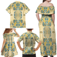 Madiba Nelson Mandela Family Matching Off Shoulder Maxi Dress and Hawaiian Shirt Indonesia Batik Yellow Bule - Wonder Print Shop