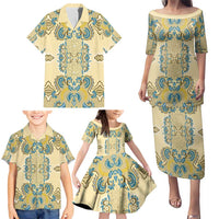 Madiba Nelson Mandela Family Matching Puletasi and Hawaiian Shirt Indonesia Batik Yellow Bule - Wonder Print Shop