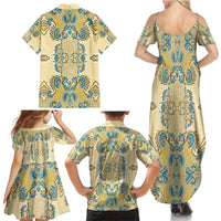 Madiba Nelson Mandela Family Matching Summer Maxi Dress and Hawaiian Shirt Indonesia Batik Yellow Bule - Wonder Print Shop