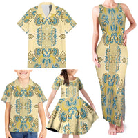Madiba Nelson Mandela Family Matching Tank Maxi Dress and Hawaiian Shirt Indonesia Batik Yellow Bule - Wonder Print Shop