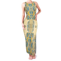 Madiba Nelson Mandela Family Matching Tank Maxi Dress and Hawaiian Shirt Indonesia Batik Yellow Bule - Wonder Print Shop