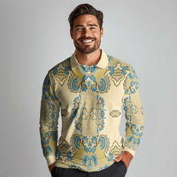 Madiba Nelson Mandela Long Sleeve Polo Shirt Indonesia Batik Yellow Bule - Wonder Print Shop