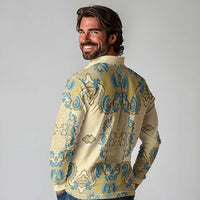 Madiba Nelson Mandela Long Sleeve Polo Shirt Indonesia Batik Yellow Bule - Wonder Print Shop