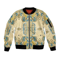 Madiba Nelson Mandela Sleeve Zip Bomber Jacket Indonesia Batik Yellow Bule - Wonder Print Shop