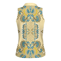 Madiba Nelson Mandela Women Sleeveless Polo Shirt Indonesia Batik Yellow Bule - Wonder Print Shop