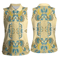 Madiba Nelson Mandela Women Sleeveless Polo Shirt Indonesia Batik Yellow Bule - Wonder Print Shop