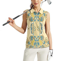 Madiba Nelson Mandela Women Sleeveless Polo Shirt Indonesia Batik Yellow Bule - Wonder Print Shop