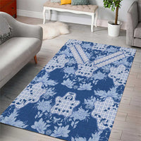 Indonesia Javanese Batik Area Rug Nelson Mandela Madiba Blue - Wonder Print Shop