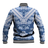 Indonesia Javanese Batik Baseball Jacket Nelson Mandela Madiba Blue - Wonder Print Shop