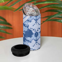 Indonesia Javanese Batik 4 in 1 Can Cooler Tumbler Nelson Mandela Madiba Blue - Wonder Print Shop