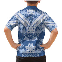 Indonesia Javanese Batik Family Matching Mermaid Dress and Hawaiian Shirt Nelson Mandela Madiba Blue - Wonder Print Shop