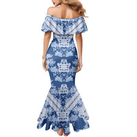 Indonesia Javanese Batik Family Matching Mermaid Dress and Hawaiian Shirt Nelson Mandela Madiba Blue - Wonder Print Shop