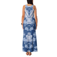 Indonesia Javanese Batik Family Matching Tank Maxi Dress and Hawaiian Shirt Nelson Mandela Madiba Blue - Wonder Print Shop