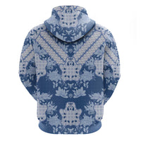 Indonesia Javanese Batik Hoodie Nelson Mandela Madiba Blue - Wonder Print Shop