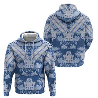 Indonesia Javanese Batik Hoodie Nelson Mandela Madiba Blue - Wonder Print Shop