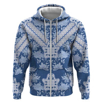 Indonesia Javanese Batik Hoodie Nelson Mandela Madiba Blue - Wonder Print Shop
