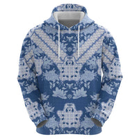 Indonesia Javanese Batik Hoodie Nelson Mandela Madiba Blue - Wonder Print Shop