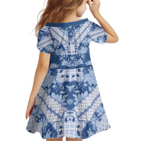 Indonesia Javanese Batik Kid Short Sleeve Dress Nelson Mandela Madiba Blue - Wonder Print Shop