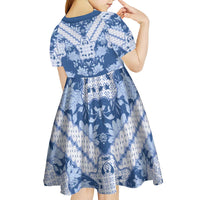 Indonesia Javanese Batik Kid Short Sleeve Dress Nelson Mandela Madiba Blue - Wonder Print Shop