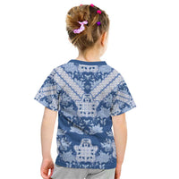 Indonesia Javanese Batik Kid T Shirt Nelson Mandela Madiba Blue - Wonder Print Shop