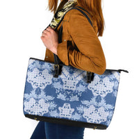 Indonesia Javanese Batik Leather Tote Bag Nelson Mandela Madiba Blue - Wonder Print Shop