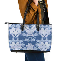 Indonesia Javanese Batik Leather Tote Bag Nelson Mandela Madiba Blue - Wonder Print Shop