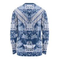 Indonesia Javanese Batik Long Sleeve Shirt Nelson Mandela Madiba Blue - Wonder Print Shop