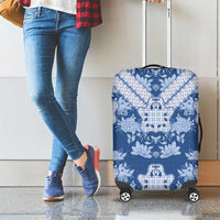 Indonesia Javanese Batik Luggage Cover Nelson Mandela Madiba Blue - Wonder Print Shop