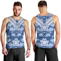 Indonesia Javanese Batik Men Tank Top Nelson Mandela Madiba Blue - Wonder Print Shop