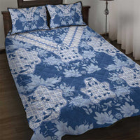 Indonesia Javanese Batik Quilt Bed Set Nelson Mandela Madiba Blue - Wonder Print Shop
