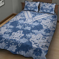 Indonesia Javanese Batik Quilt Bed Set Nelson Mandela Madiba Blue - Wonder Print Shop