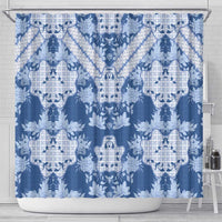 Indonesia Javanese Batik Shower Curtain Nelson Mandela Madiba Blue - Wonder Print Shop