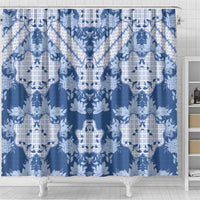 Indonesia Javanese Batik Shower Curtain Nelson Mandela Madiba Blue - Wonder Print Shop