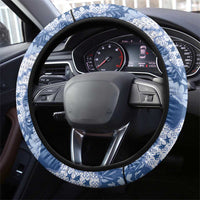 Indonesia Javanese Batik Steering Wheel Cover Nelson Mandela Madiba Blue - Wonder Print Shop