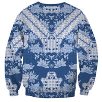 Indonesia Javanese Batik Sweatshirt Nelson Mandela Madiba Blue - Wonder Print Shop